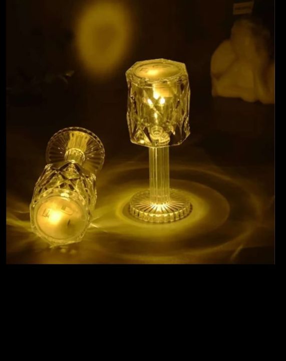 LED Crystal Small Table Lamp Mini Diamond Bedside Light Home Decor Battery Powered Romantic Atmosphere Acrylic Night Lights