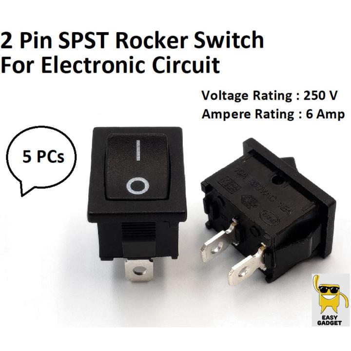2Pin ON OFF SPST Rocker Switch - 250V | 10A | For Electronic Circuit