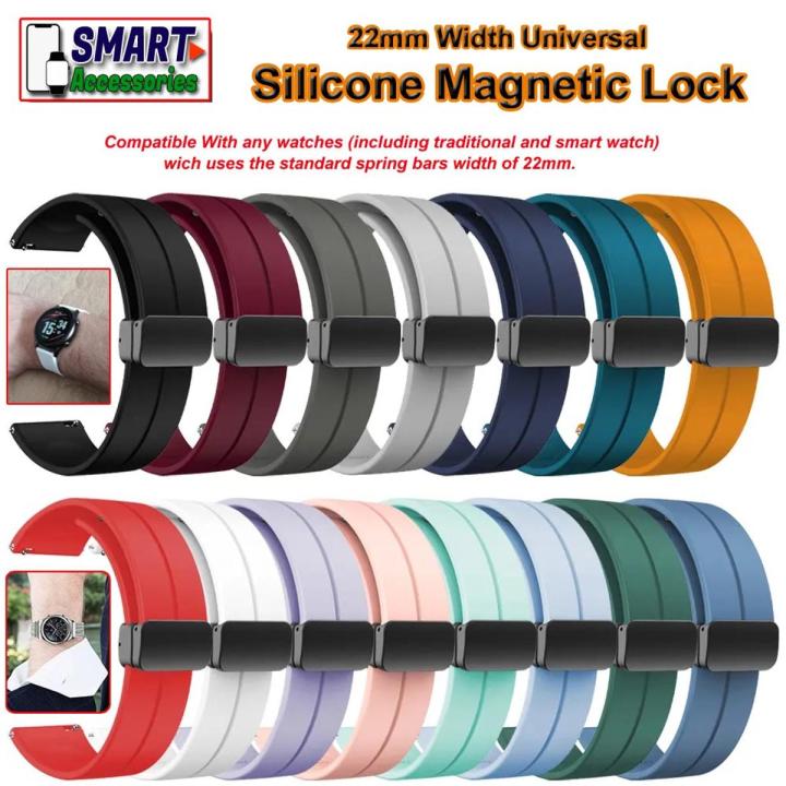 22mm Silicone With Magnetic Lock Watch Band Strap For Galaxy Watch 3 45mm Huawei GT2 GT 3 GTR 4 Mibro Lite 2 and All Other 22mm Supported Watches