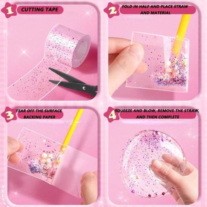 Creative%20Children'S%20Handmade%20Water%20Ball%20Adhesive%20Tape%20Toys%20%20Transparent%20Built-In%20Sequin%20Nano%20Double-Sided%20Tape%20%20DIY%20Bubble%20Blowing%20Nano%20Adhesive%20Kneading%20Music%20-%20Image%203