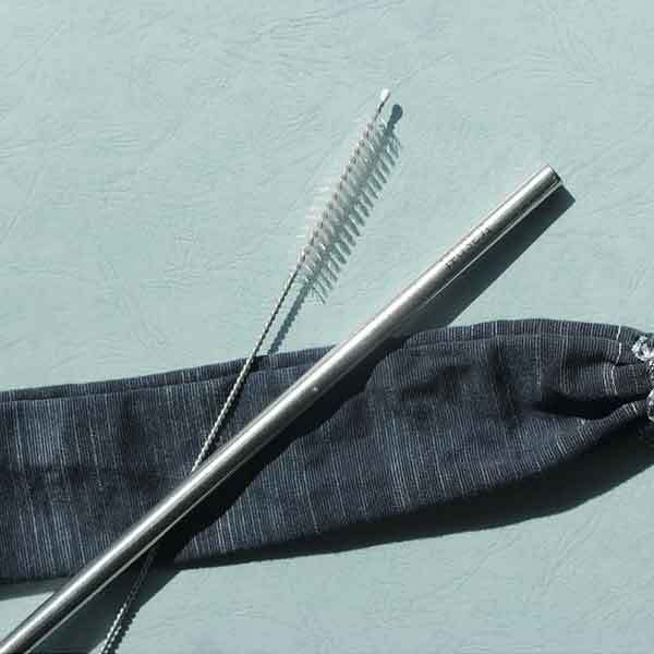 Stainless Steel Straw With Cleaner And Pouch - 10mm Silver Color