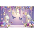 Butterfly Backdrop Wedding Cake Smash Purple Banner Flower Pink Background for Birthday. 