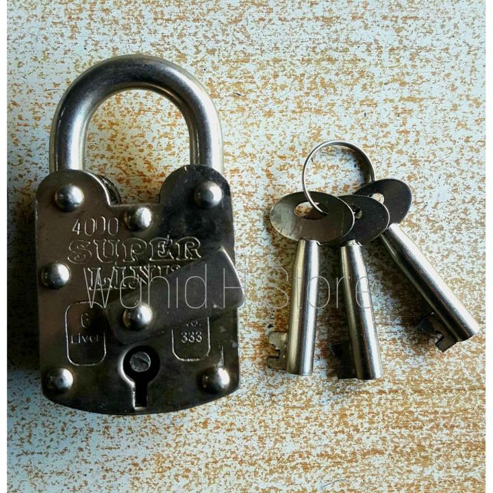 Padlocks desi tala with 3 keys golden sides Heavy Duty. 2 inches size Brass Machine.
