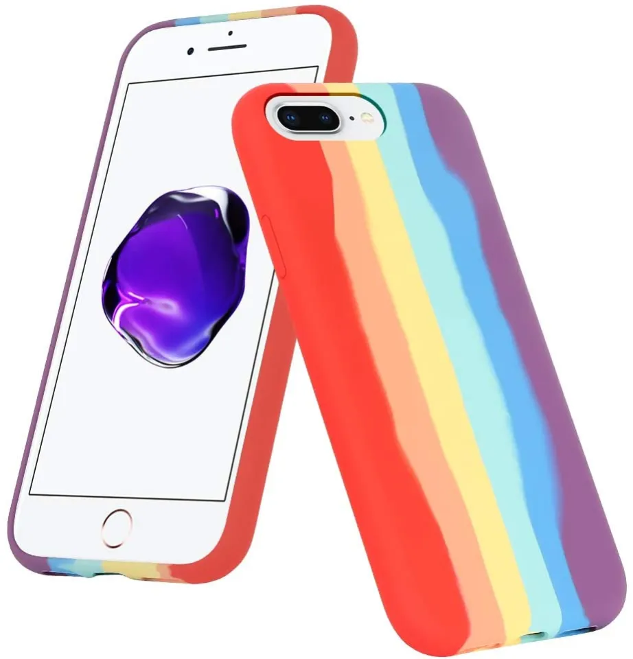 iPhone Plus Case, iPhone Plus Rainbow Soft Flexible Silicone