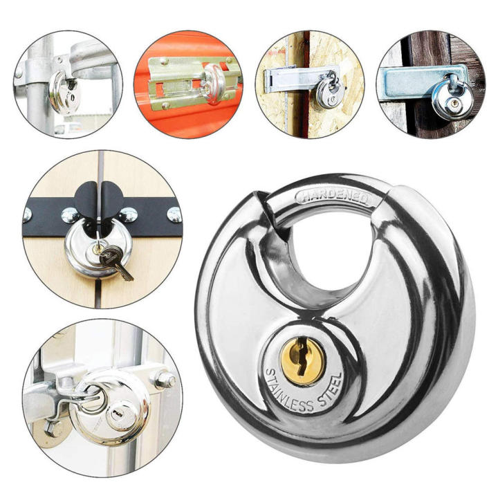 And Waterproof 70MM Stainless Steel Round Disc Storage Pad Lock Padlock Rustproof