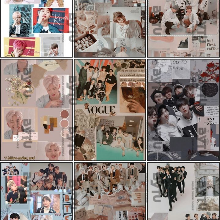 BTS Collage Stickers (3) For Girls Bangtan Stickers (UNCUT) for Phone Cover Laptop Scrapbook Journal