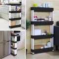 MILLAT-4 Layers Storage Organizer Smart Rack, True High Quality Plastic, Moving Wheels, Hanging Hooks, Multi Purpose Space Saver Rack (Dimension Length 47cm Hight 96.5cm Width 17cm). 
