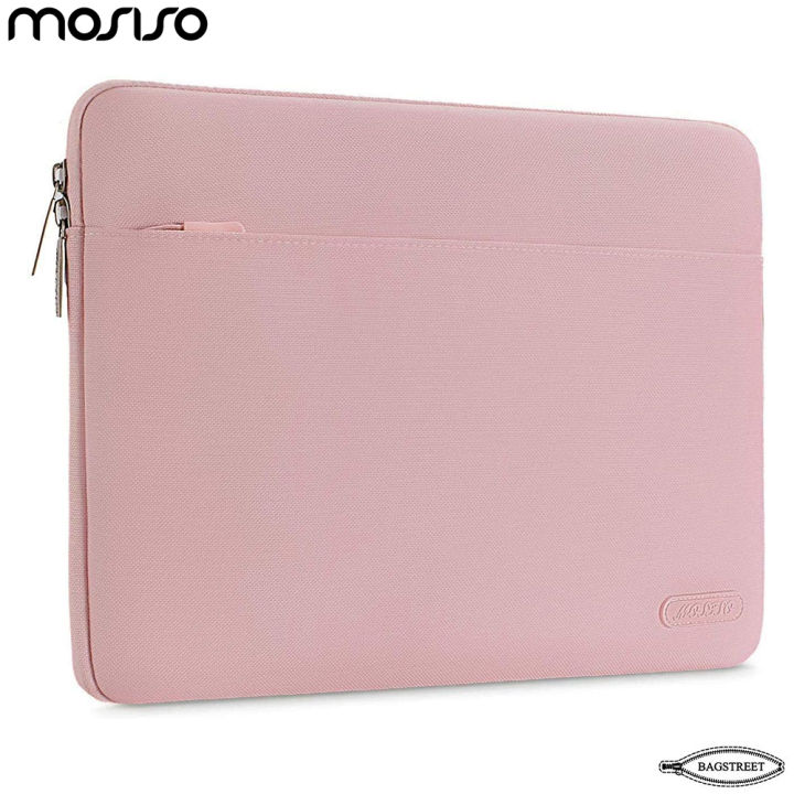 MOSISO Laptop Sleeve 13.3" - 14" Inch Compatible with MacBook Air/Pro, 13-13.3 inch Notebook, Compatible with MacBook Pro 14 inch M3 M2 M1 Chip Pro Max 2023-2021, Polyester Horizontal Case with Pocket, Pink