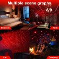 USB Car Roof Star Night Lights Projector, Sound Activated 3 Modes 2 in 1 Interior Car Roof Lights, Adjustable Romantic Portable Car LED Light Decorations for Car, Ceiling, Bedroom (Red/Purple). 