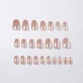 24pcs Pearlescent False Nails With Designs Aurora Nails Press On Short Almond Round Nails Full Cover Artificial Nail Tips. 