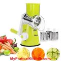 Vegetable Slicer Manual Kitchen Grater Vegetable Chopper 3 in 1 Round Mandolin Cutter Potato Spiralizer Household Gadgets NOTE random color will be delivered. 