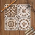 Pack of 4 Flower patterns Reusable Stencil Airbrush Painting Wall Art DIY Home Decor Scrap booking Album Crafts. 