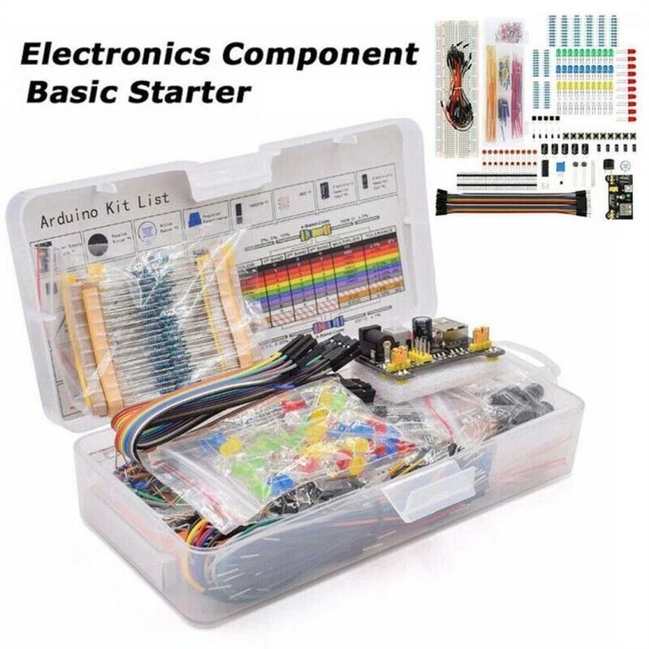 RGB LED With Box Basic Starter Kit Power Supply Module for Arduino R3 DIY Project Starter Electronics Fun Kit Electronic DIY Kit Electronic Components Set Resistor Assorted Kit