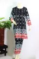 Auditors®️ Lawn Dress For Girls - Chunnari Printed 2 PC Stitched Shirt & Trouser - Black Colour - Pure Lawn Fabric - Code: AWTPC116. 