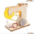 EDUCATIONAL WOODEN HAND GENERATOR BELT DRIVE STEM TOY FOR KIDS (DIY TYPE). 