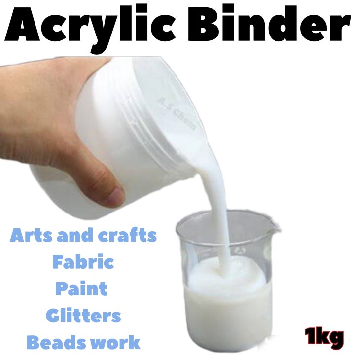 Acrylic Binder Medium Glue 1kg | For Arts and Crafts Paint Fabric and beads work