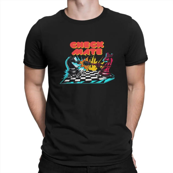 Chess Design Creative TShirt for Men Check Mate! Round Collar Polyester T Shirt Personalize Gift Clothes Streetwear