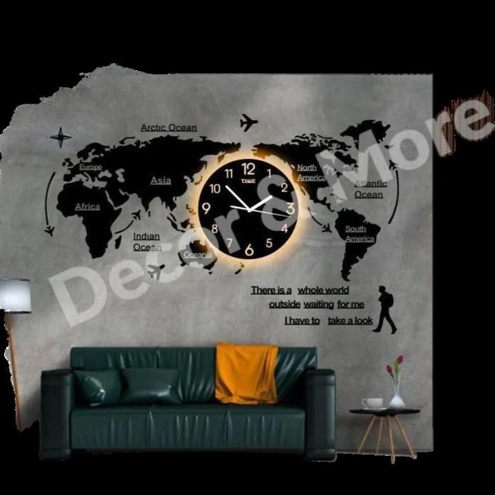 WORLD MAP CLOCK WITH ROPE LIGHT(Large)