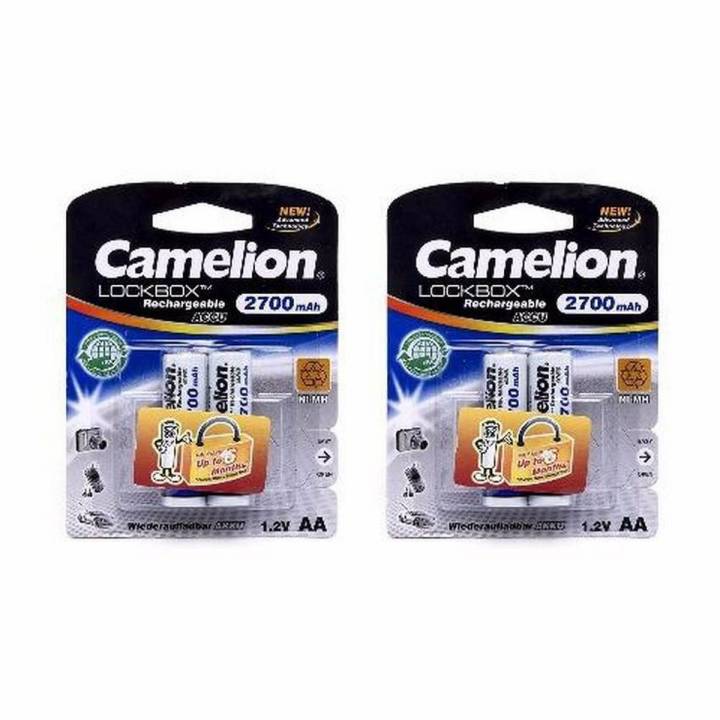 Battery AA Camelion 2700mAh Always Ready Rechargeable 4 Cell Pack For Cameras Or Flash