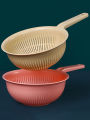 Extra thick plastic basin with handle, kitchen long handled rice washer, sieve, vegetable basin, drain basket, and bamboo. 