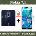 Nokia 7.1 Glass Protector Tempered Glass Screen Protection Polish Glass + Back Camera 9H Gorilla Flexible Protector For Nokia 7.1. 