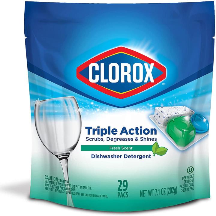 Clorox Dishwasher Detergent Triple Action 29 Pacs Fresh Scent