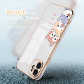 Jizetin (Free Lanyard) for iPhone 13 Back Cover Cute Dogs Luxury 6D Plating Case Side Pattern Soft Silicone Square Phone Cases. 