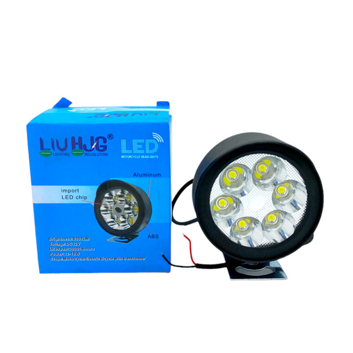 AKE 1-PCS of HJG LED Motorcycle External 6-LED 18w lights Lighting Color Cool White