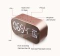 Digital LED Alarm Clock Wireless Radio Bluetooth Speaker with USB Bedside Phone Laptop,Temperature/3 Dimmable LED Light/Mirror/Handsfree Calling for Bedroom (Rose Gold). 