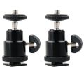 2X Aluminium Alloy Mini Ball 1/4 inch Mount with Flash Shoe for DSLR SLR DC Camera Mini DV Monitor Etc. 