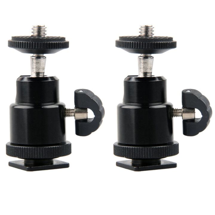 2X Aluminium Alloy Mini Ball 1/4 inch Mount with Flash Shoe for DSLR SLR DC Camera Mini DV Monitor Etc