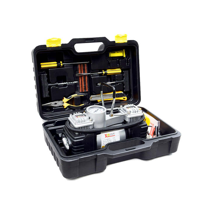 Air Compressor Double Cylinder Metal Housing Large Size Premium Quality Plastic Box Pack With Tool Kit Fy-2215 (China)