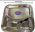 Portion Plate - 3 Portion Restaurant Style Serving Plate - Three Portion Fast Food Serving Plate - Stainless Steel Coated / Polished. 