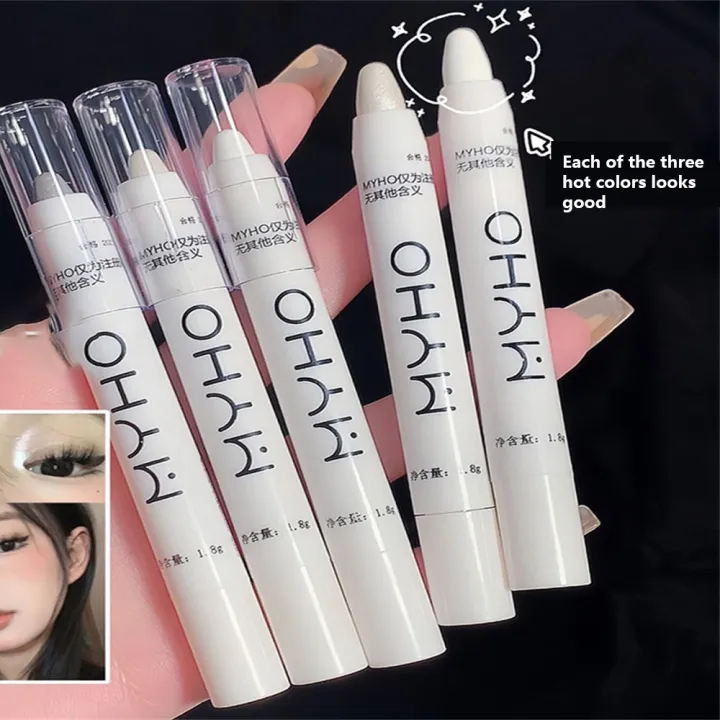 Monochrome%20Eye%20Shadow%20Stick%20Lying%20Silkworm%20Pen%20Matte%20Pearlescent%20White%20Silver%20Highlighter%20Easy%20To%20Color%20Long%20Lasting%20Student%20-%20Image%209