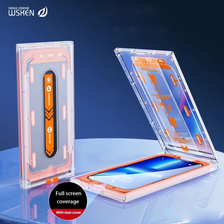 WSKEN Screen Protector for iPhone 15ProMax/15Pro/15Plus/15, [Auto-Dust Removal] Anti Spy Anti 2.5D Full Coverage HD Tempered Glass Film with Dust Clean Easy Installing House,2 Pack