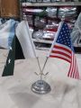 Double Table Flag with Steel Base – Perfect for Office, School & Home Decor | Elegant Desk Organizer for Patriotic Display. 