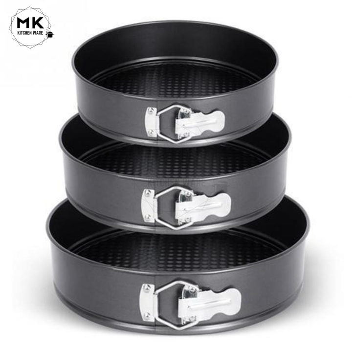 Set of 3 Non-Stick Springform Cake Pans with Removable Bottom ...