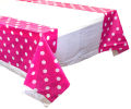 DARK PINK POLKA DOT TABLE COVER FOR TABLE DECORATION. 
