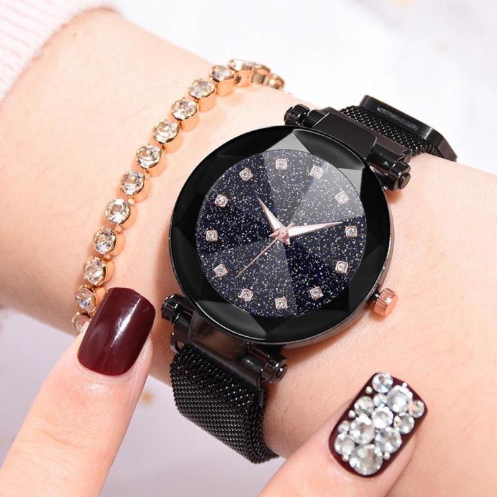 NEW stylish black crystal and magnet watch for girl and women