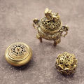 Brass Pocket Lotus Jiuding Incense Burner Hollow Incense Mini Incense Burner SEVICH. 
