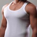 Pack of 3-RIBBED VEST MEN'S 100% Cotton - White Fitted Muscle Gym Rib Tank Top. 
