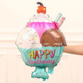 Ice Cream Foil Balloon Collection For Birth Day Party Place Decoration Chrome Aluminum Helium & Air Baloon Parties, Decor Supplies, Photo Booth Balloons, Born Day Celebration, Decorative Items Wall Decorations, Happy Birthday Smile Cone & Cup Shape Balon. 