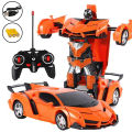 Remote Control 2 In 1 Transformer Deformation Robot Lamborghini Car With Lights & Music - Orange. 