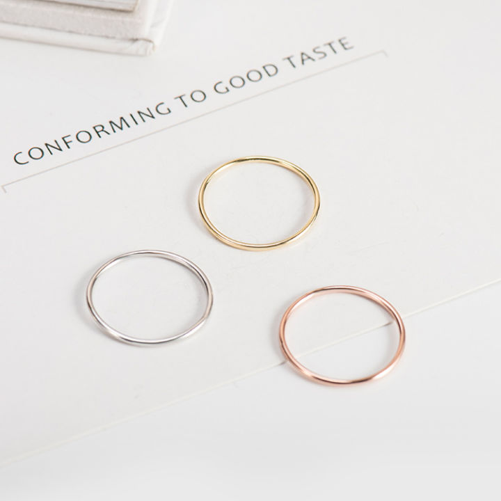 Wholesale 925 Sterling SIlver Pure Simple Slim Ring Small Finger Ring For Girls And Women