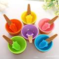 2Pc Set Ice Cream Solid Bowl with Spoon, Plastic BPA-Free Ice Cream Cone Shape Cup.. 