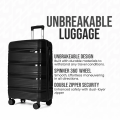JEEM TRAVEL  ( Medium ) Piece Hardside Luggage Set – Lightweight Hard Shell Spinner Suitcases with Telescopic Handle & 360° Wheels (Black). 