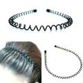 Black Color Hair Band For Man For Daily Use Fashionable Black Metal Waved Style Alice Sports Hairband Headband Headwear Accessory Spring Wavy Hoop For Men Women. 