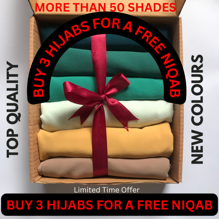 Chiffon Georgette Hijab Scarf stoller for girls women 55+ Shades Available Easy to wear Double Loop