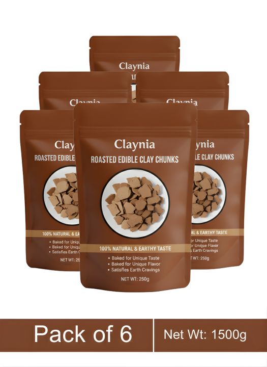 Claynia Roasted Edible Multani Mitti Chora 250g – Soft & Crunchy Eatable Roasted Multani Mitti for Eating | Smoky Flavor | Natural Earthy Clay Chunks | Roasted Red & Hard Multani Mitti | Clean, Safe & Premium Quality Bhuni Hui Mitti
