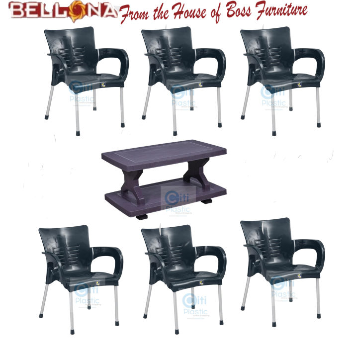 Bellona by Boss Set Of 6 relaxo Plastic Chairs And Plastic Table